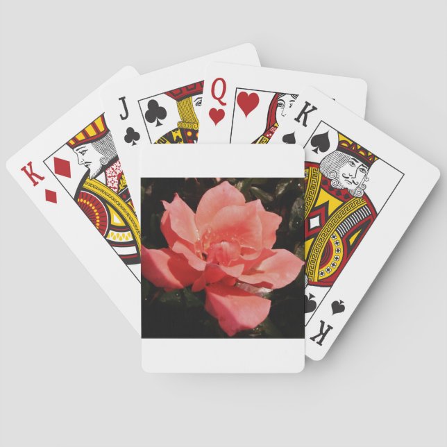 Pretty Peach Pink Rose floral Playing Cards (Back)