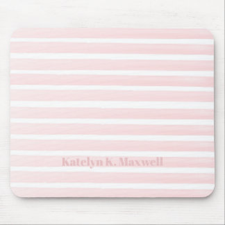 Pretty Peach Pink Striped Mouse Pad