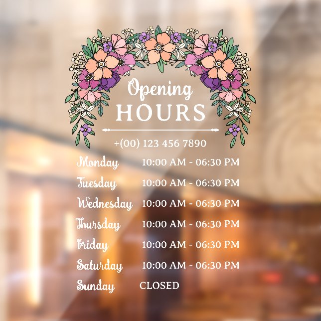Pretty Peach & Purple Floral Open Hours Business (Sheet 2)