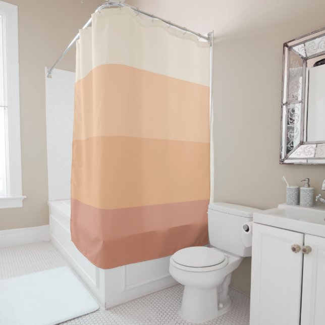 Pretty Peach Stripes Shower Curtain (In Situ)