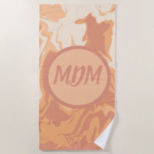 Pretty Peach Swirls Beach Towel