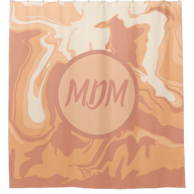 Pretty Peach Swirls Shower Curtain (Front)