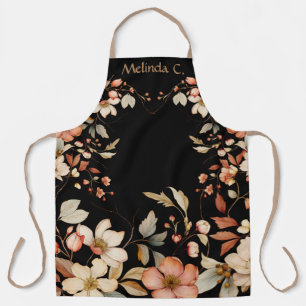 Pretty Peach Tone Watercolor Floral Design Apron
