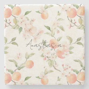 Pretty Peaches Floral Stone Coaster