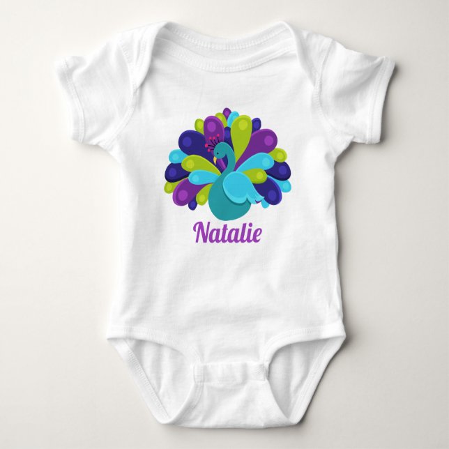 Pretty Peacock Baby Bodysuit (Front)
