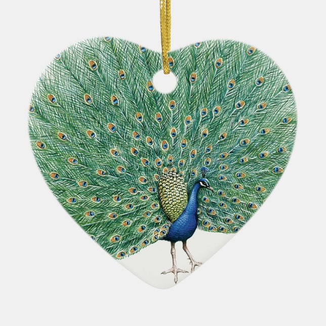 Pretty Peacock Ceramic Tree Decoration (Front)