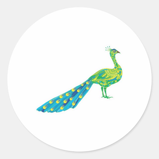 pretty peacock classic round sticker (Front)