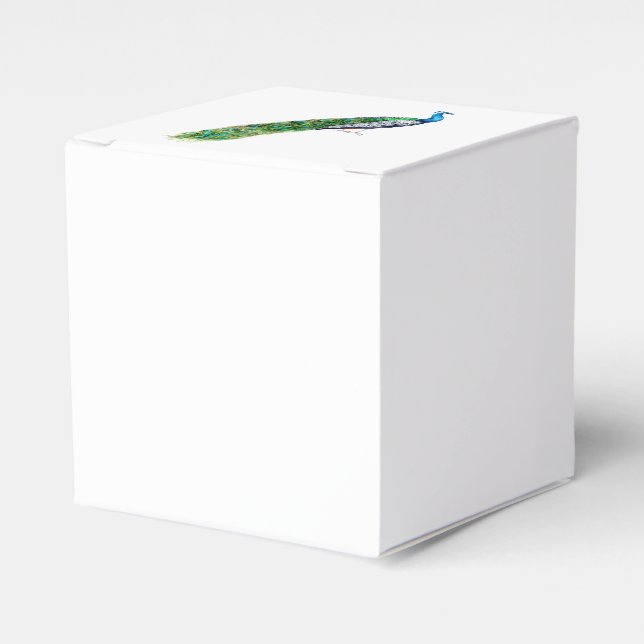 Pretty Peacock Favour Box (Front Side)