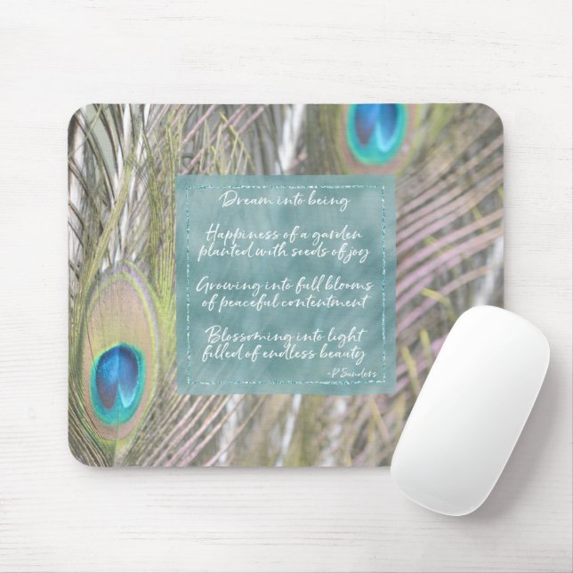 Pretty Peacock Feathers Dream Poem   Mouse Pad (With Mouse)