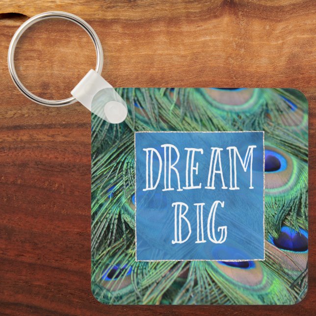 Pretty Peacock Feathers Key Ring (Front)