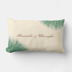 Pretty Peacock Feathers Lumbar Cushion