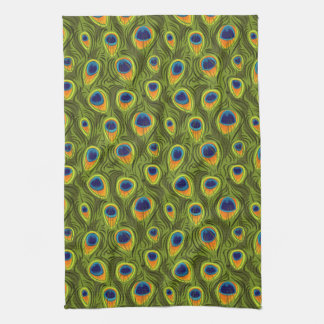 Pretty Peacock Feathers Pattern Tea Towel