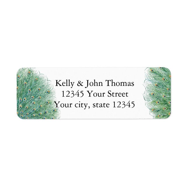 Pretty Peacock Feathers Return Address Label (Front)