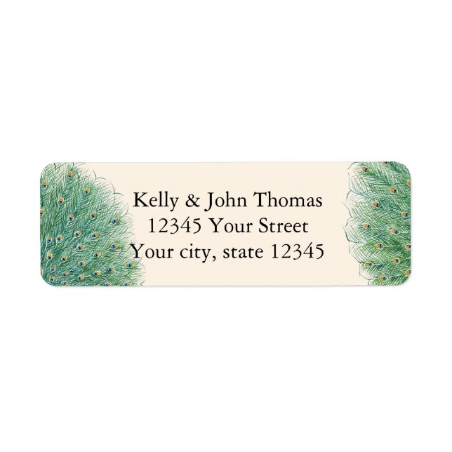 Pretty Peacock Feathers Return Address Label (Front)