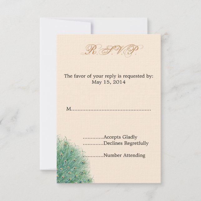 Pretty Peacock Feathers RSVP Card (Front)