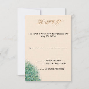 Pretty Peacock Feathers RSVP Card
