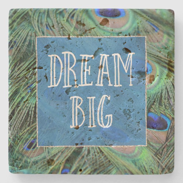 Pretty Peacock Feathers Stone Coaster (Front)