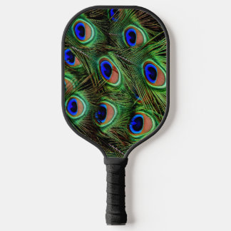 Pretty Peacock Feathers Unique Fun Pickleball Paddle