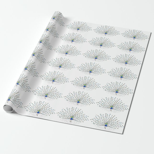 Pretty Peacock Painting Custom Wrapping Paper (Unrolled)