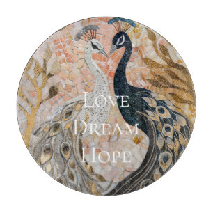 Pretty Peacock Pink Gold Christmas Cutting Board