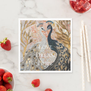 Pretty Peacock Pink Gold Glam  Napkin