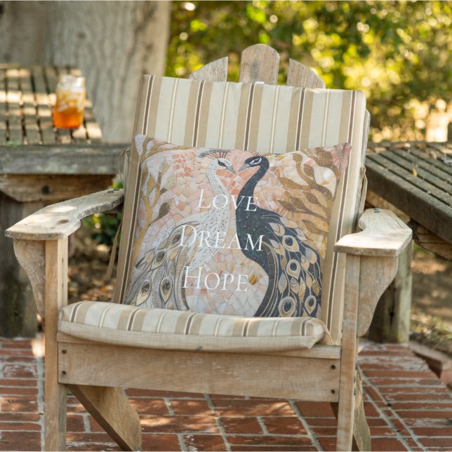 Pretty Peacock Pink Gold Love Dream Hope Cushion (Chair)