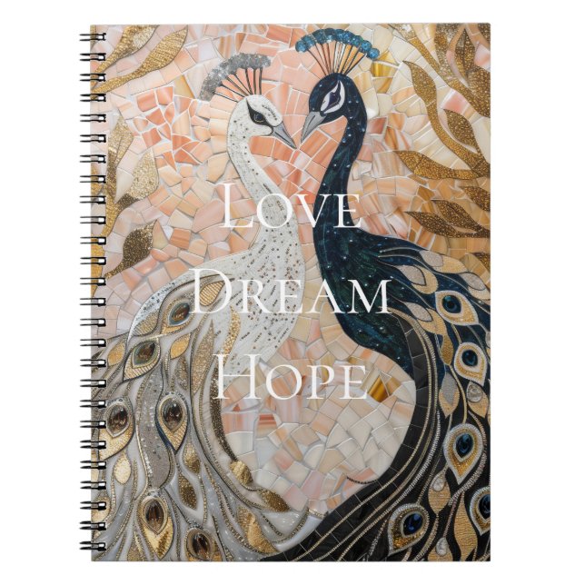 Pretty Peacock Pink Gold  Notebook (Front)