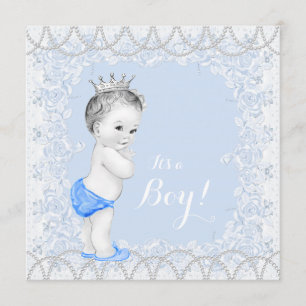 Pretty Pearl Baby Blue Baby Shower Invitation