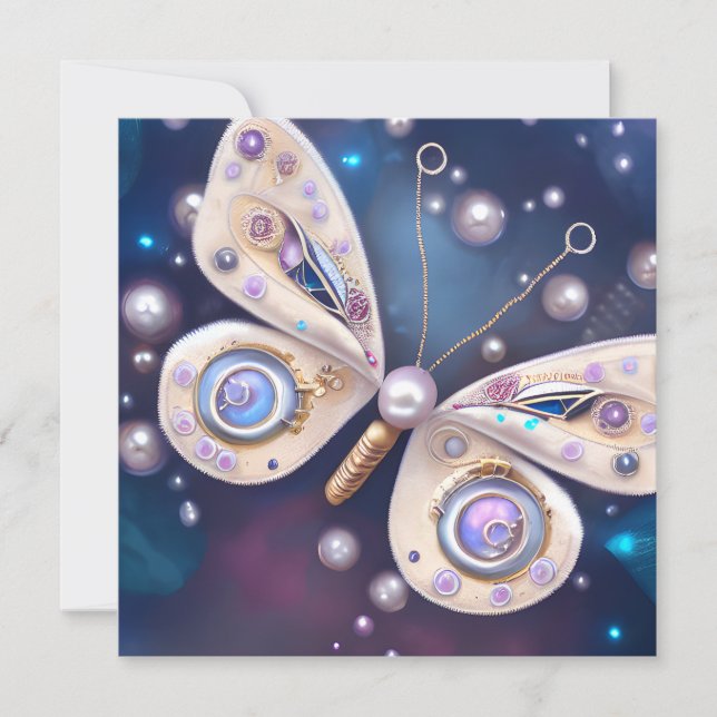 Pretty Pearl Vintage Butterfly Card (Front)