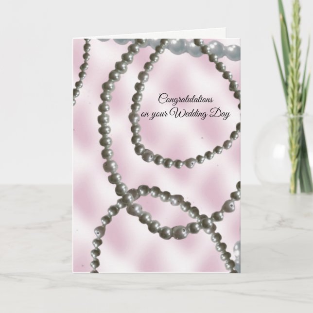 Pretty Pearls Wedding Day Congratulations Card (Front)