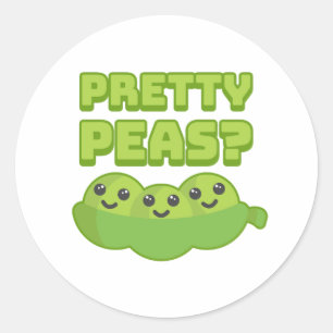Pretty Peas? Cute and Punny Pea Cartoon Classic Round Sticker
