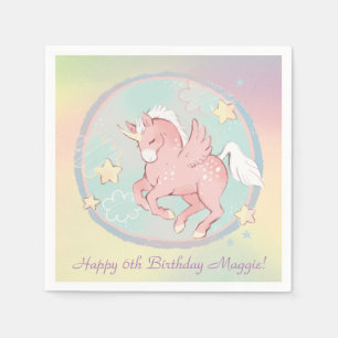 Pretty Pegasus Unicorn Pink, Purple Personalise Napkin