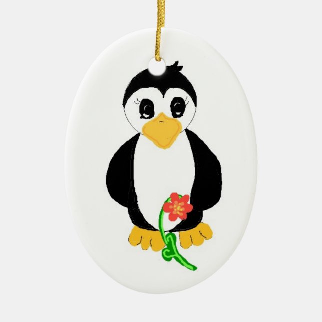 Pretty Penguin Ceramic Tree Decoration (Front)