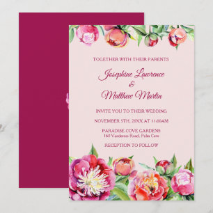 Pretty Peonies Floral Wedding Invitations