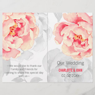 Pretty Peonies Modern Floral wedding program