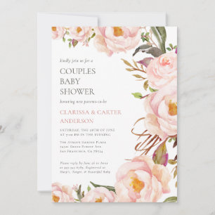 Pretty Peony Garden Flowers Couples Baby Shower Invitation