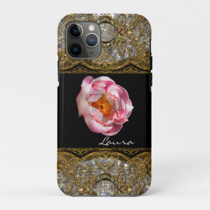 Pretty Peony Monogram Chic iPhone 11 Pro Case