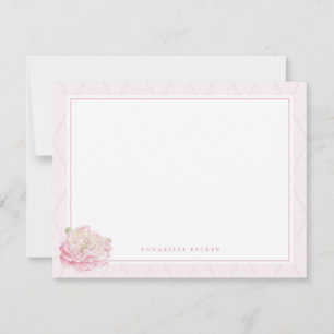 Pretty Peony Personalised Stationery Card