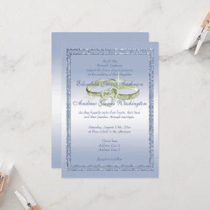 Pretty Periwinkle Glitter & Wedding Rings Invitation