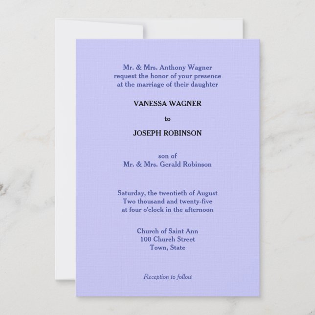 Pretty Periwinkle Monogram Wedding Invitation (Front)