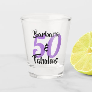 Pretty Personalised 50 and Fabulous Custom Pink Shot Glass