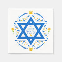 Pretty Personalised, Bat Mitzvah Napkins.