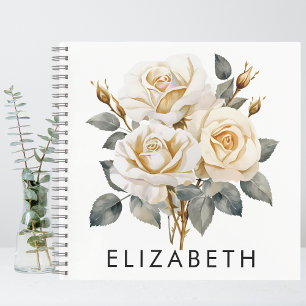 Pretty Personalised Birth Month Flower Custom Name Notebook