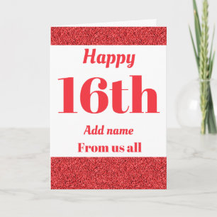 Pretty personalised birthday card from us all 16th