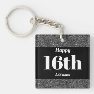 pretty personalised birthday gift keychain 16th