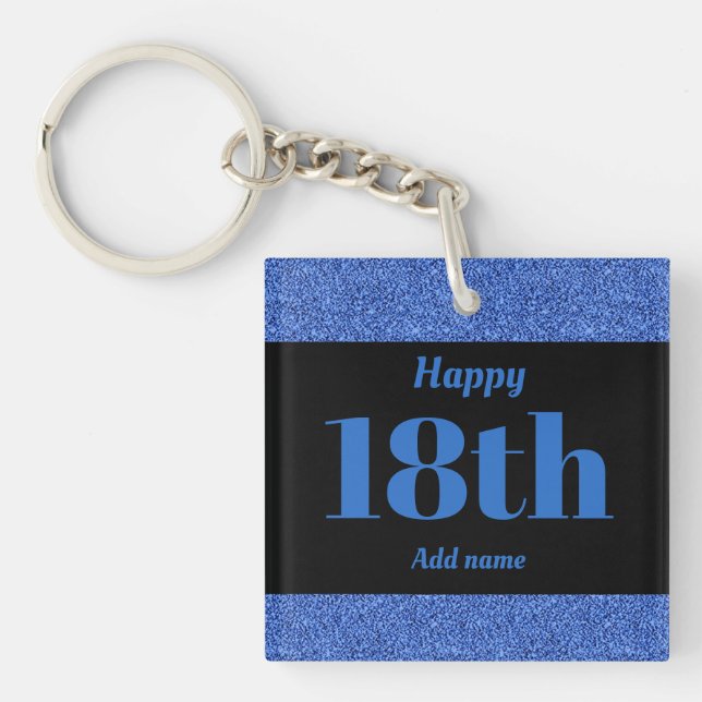 pretty personalised birthday gift keychain 18th (Front)