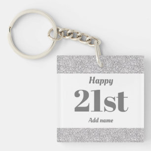 pretty personalised birthday gift keychain 21st