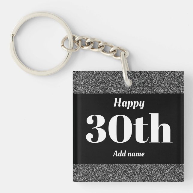 pretty personalised birthday gift keychain 30th (Front)