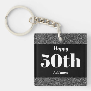 pretty personalised birthday gift keychain 50th