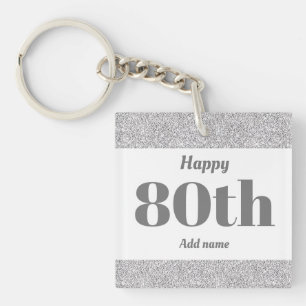 pretty personalised birthday gift keychain 80th